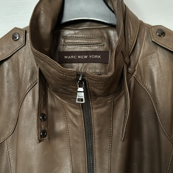Marc New York Marc Anthony Leather Jacket Zip Front Olive Size Large - Picture 4 of 8